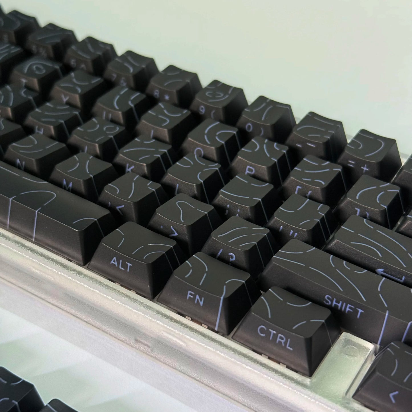Contour Lines Translucent Keycaps Side Engraving Cherry Profile Black White Key Cap 60 70 80 90 100 Layout Mechanical Keyboard