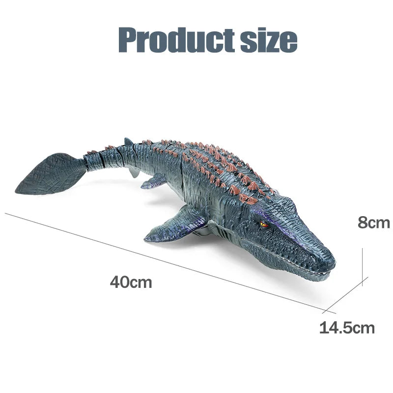 RC Dinosaur for Kid Remote Control Mosasaurus Simulation Model with Light Spray Summer Water Swimming Pool Lake Bathroom Boy Toy
