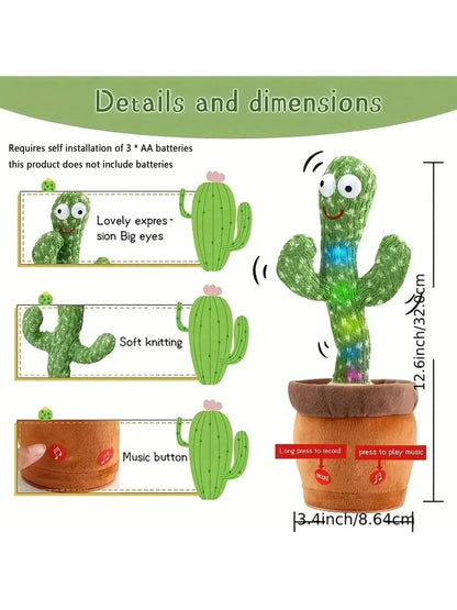 Dancing Cactus Song Speaker Talking Usb Battery Voice Repeat Plush Cactu Dancer Toy Talk Plushie Stuffed Toys For Kids Gift