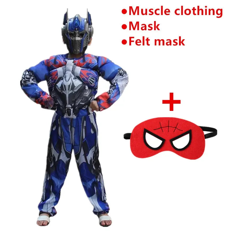 Boys Girls Superhero Costume Movie Characters Cosplay Jumpsuit with Halloween Mask Party Cosplay Outfit for Holiday Dress Up