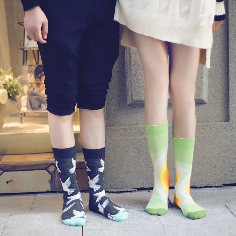 New cotton socks high-quality men's and women's British style casual Harajuku fashion novelty literary couple sexy socks