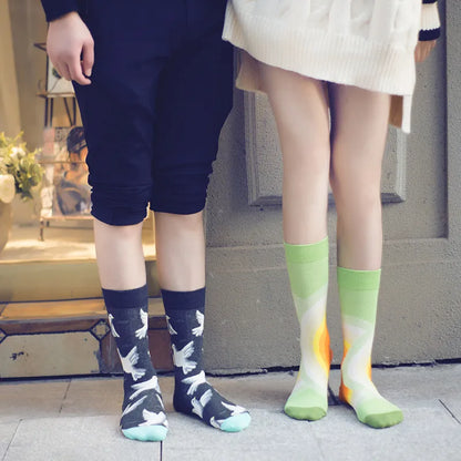 New cotton socks high-quality men's and women's British style casual Harajuku fashion novelty literary couple sexy socks