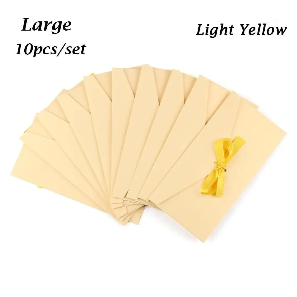 10 Pcs/set Envelope Pearlescent Paper Bow Thicken Ribbon Retro Creative Color Stationery Wedding Invited Gift High Quality