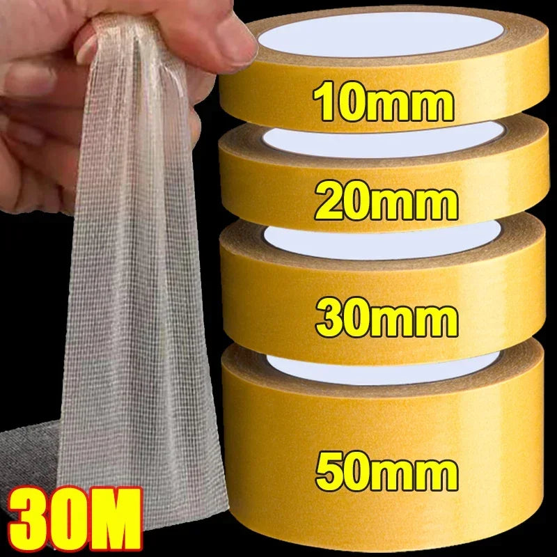Cinta de doble cara con base de tela, transparente, de alta resistencia, autoadhesiva, con malla de fijación, impermeable, alta viscosidad, pegatinas para alfombras