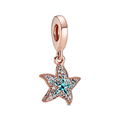 Sterling Silver Hot Sale  Ocean World Series Sea Turtle Starfish Little Crab Octopus Fashion Bead Fit Lady Bracelet DIY Jewelry
