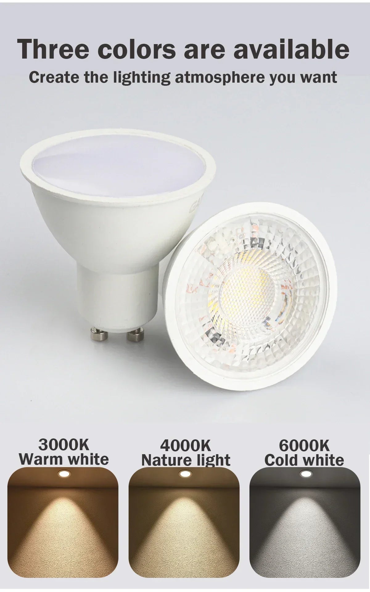 8pcs, Led Bulb Lamps, GU10, AC 220V 110V Light Spot Real Power, 3W 5W 6W 7W 8W 9W Warm White Cold White Lampada for Home LEDs Lamp