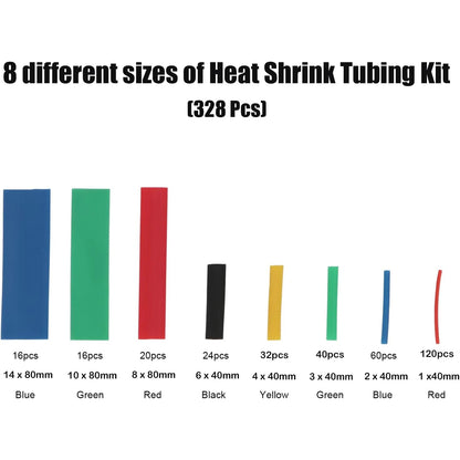 164/328/530/560/580/800PCS Heat Shrink Tubing 2:1 Electrical Wire Cable Wrap Assortment Electric Insulation Heat Shrink Tube Kit