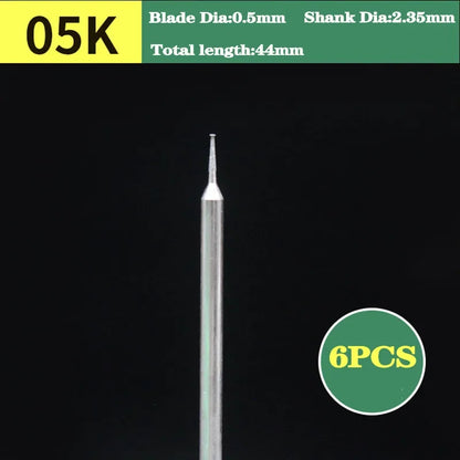 6PCS 2.35mm Shank Grinding Bit Ultra-Thin T Head Diamond Mounted Point Stone Jade Carve Polish Engrave Tool 0.5mm-8mm