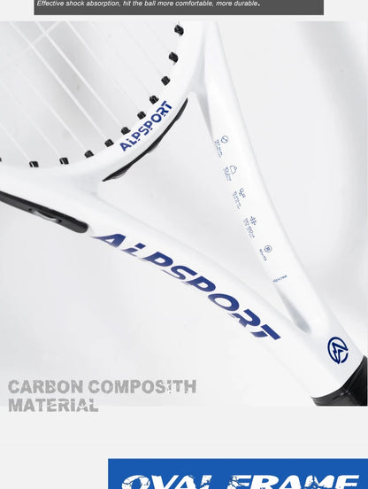 Carbon Fiber Tennis Racket, T800 18K-Professional Grade with Bag&Strap Lightweight Training Racquet for Adults Men&Women, ALPSPORT