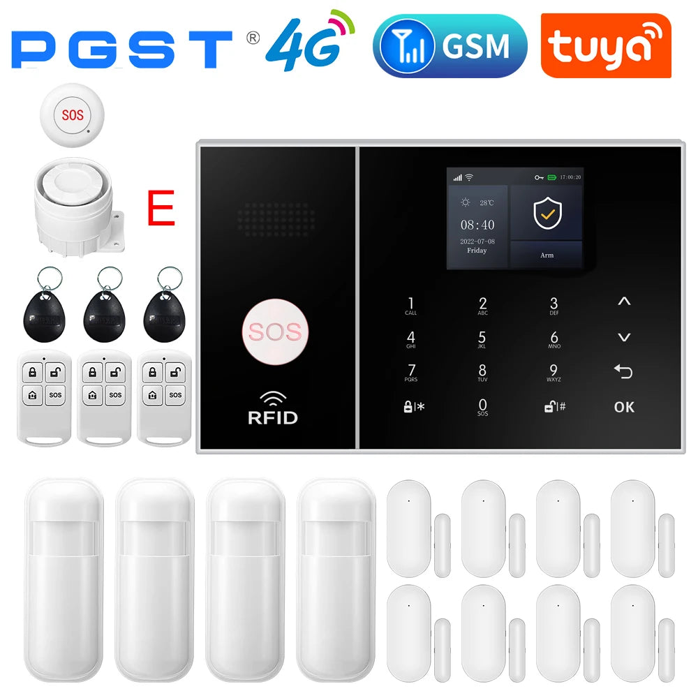 Wireless Home Alarm System Phone 4G Wifi Residential alarm Tuya Smart Home Child Safety protection Anti-theft Camera automation