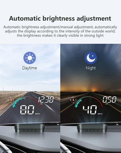 Car HUD, Head Up Display, Universal Digital GPS Speedometer, HD LCD Projection On Glass Windshield Projector for All Cars, M22