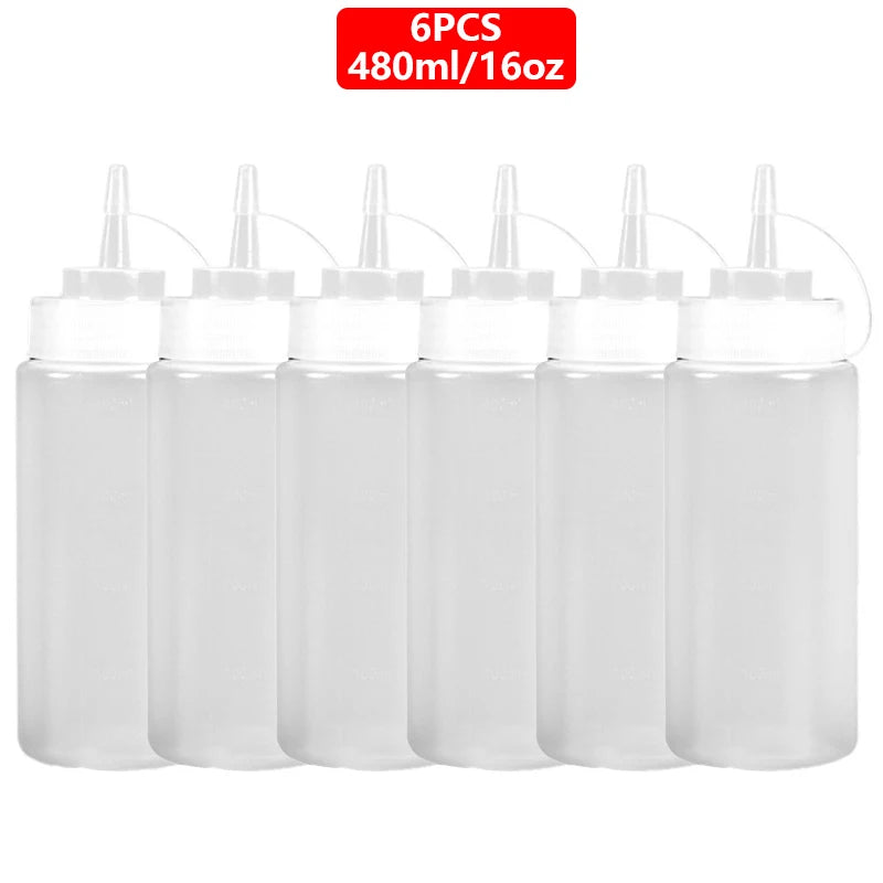 Squeeze Condiment Bottles with On Cap Squeeze Sauce Bottles Olive Oil Bottles Ketchup Mustard Dispensers Kitchen Accessories