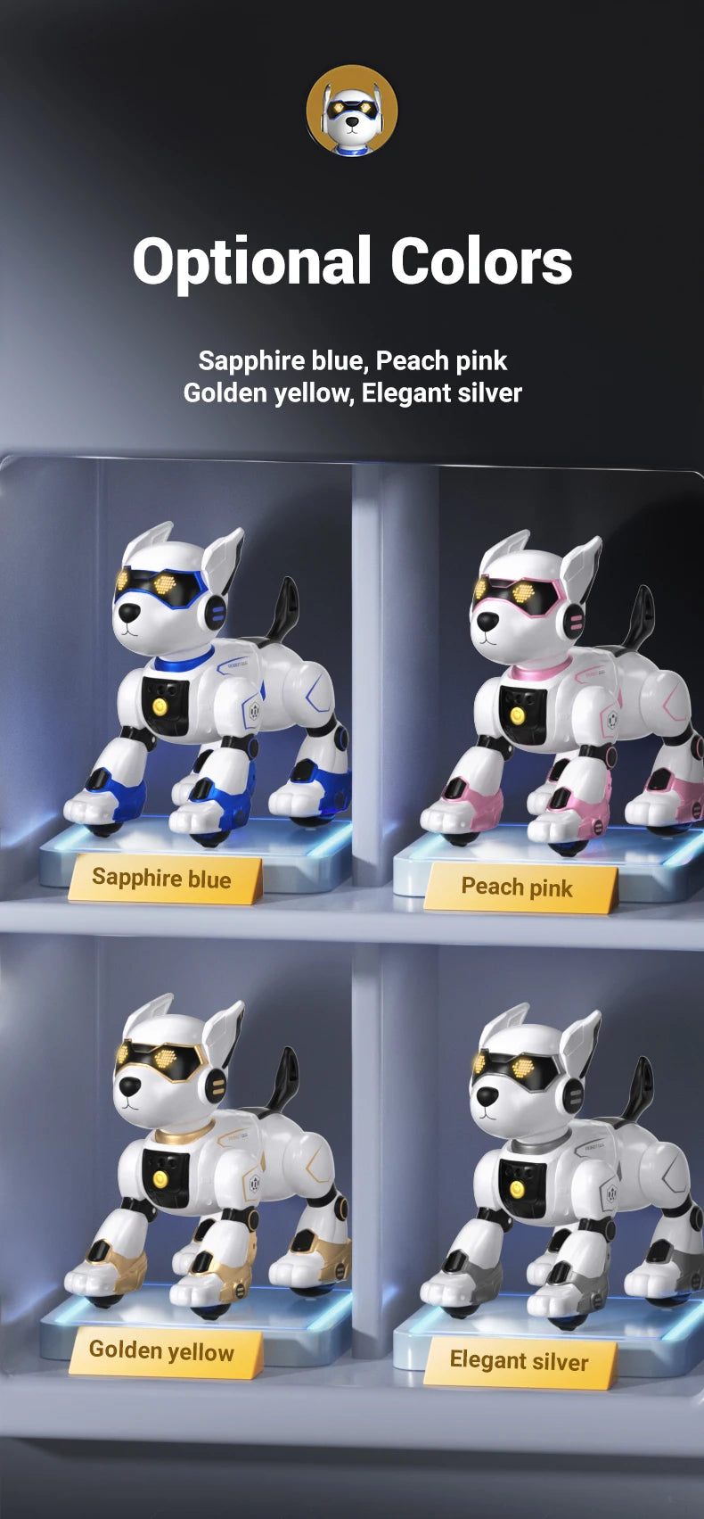Funny RC Robot Electronic Dog Stunt Dog Voice Command Programmable Touch-sense Music Song Robot Dog for Boy Girls Children Toys