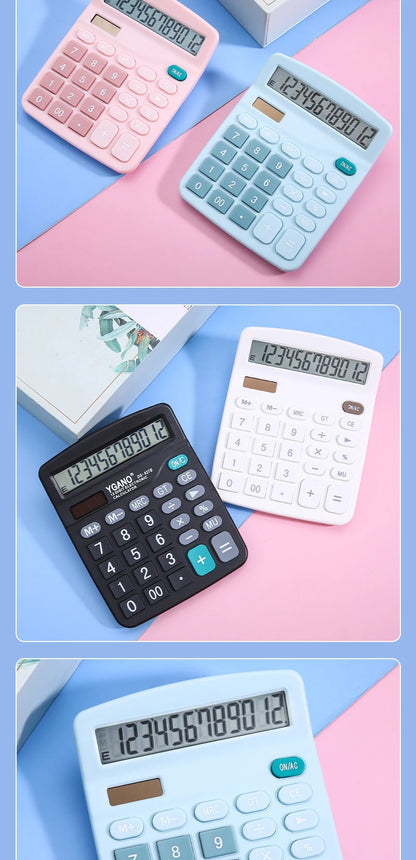 12-Digit Electronic Calculator Solar Calculator Dual Power Supply Calculator for Home Office School Financial Accounting Tools