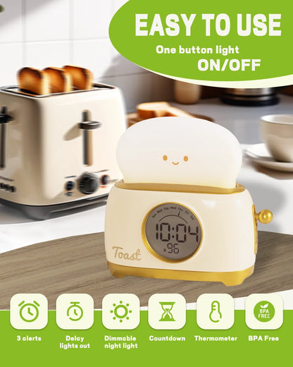 Kid Alarm Clock LED Night Light Digital Clock Children's Sleep Trainer For Home Bedroom Bedside Cute Temperature Display Reloj