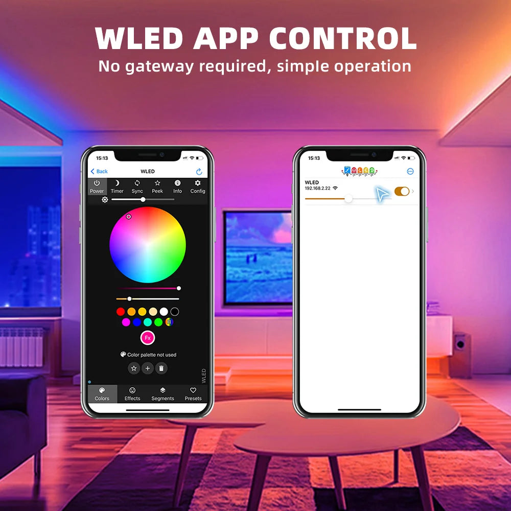 DOMRAEM ESP32 USB-C WLED Digital LED controller RGB IC DIY APP 16A fuse Works with HA/MQTT/Alex WS2811/12/12B/14/05 Sk6812 Strip