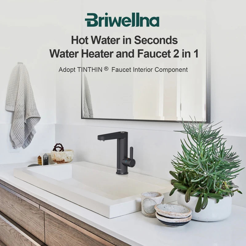 Briwellna Electric Water Heater Hot Water Faucet 2-in-1 Basin Tap Tankless Geyser 220V Instant Water Heater Faucet For Home