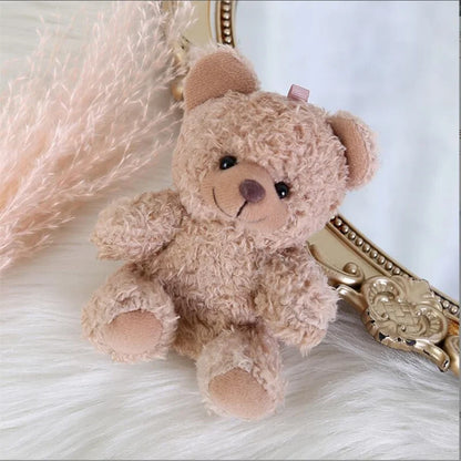 10Cm Curly Plush Sitting Doll Small Plush Toy Bear Bag Pendant DIY Wedding Gift Box Keychain Pendant 4 Color