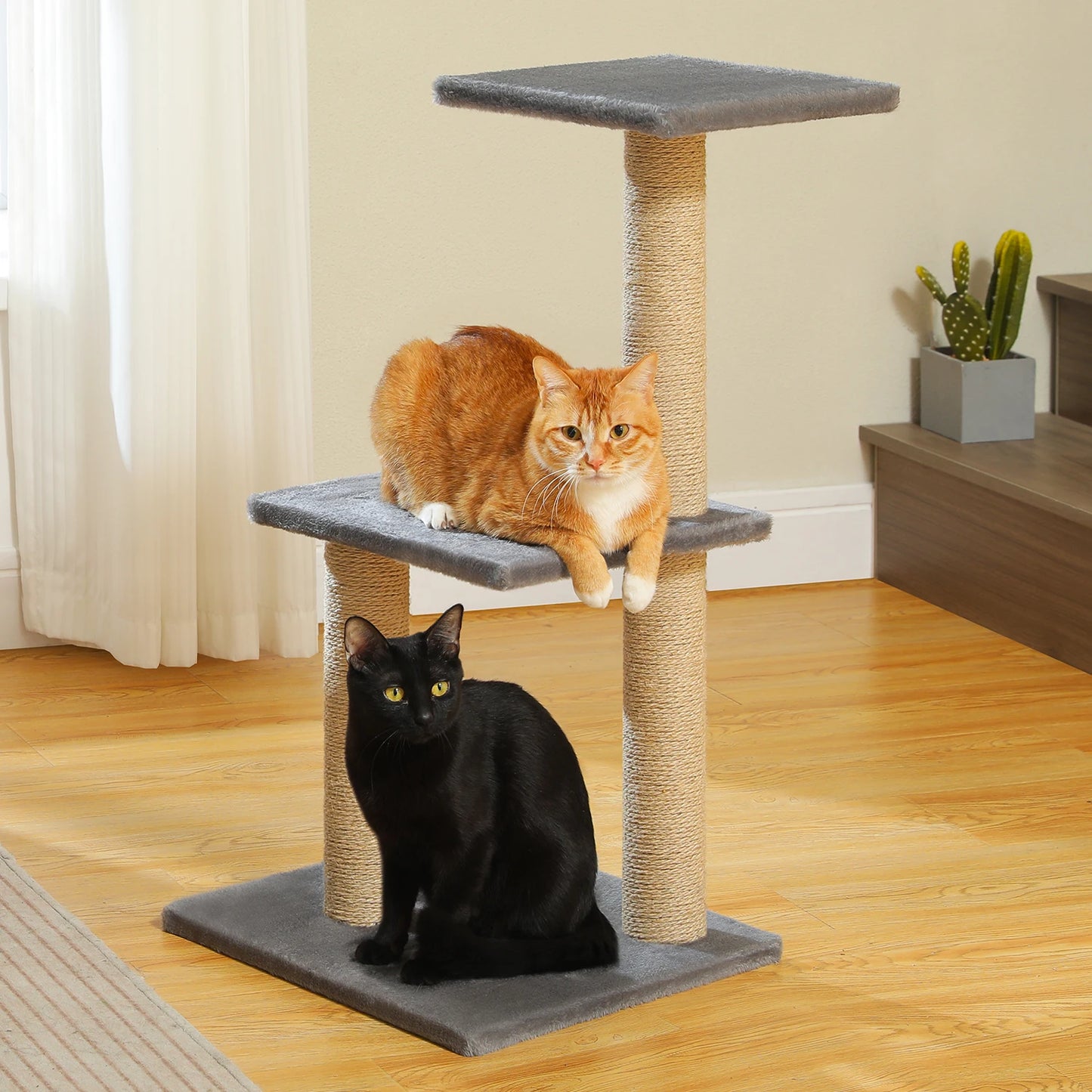 Cat tree, Cat Tower for Indoor Cats, 2 Styles Cat Activity Tree with Cat Scratching Posts, Big Hammock and Removable Top Perch Grey