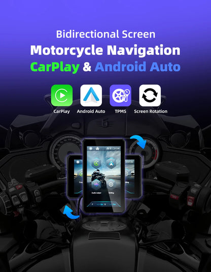 EKIY 5.0 inch Portable Digital Dashboard Motorcycle Navigation GPS Removable Display Screen Wireless CarPlay Moto Android Auto