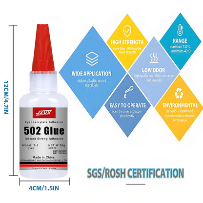 50/20g Multi-purpose 502 Instant Strong Super Glue Universal Superglue Mighty Instant Glue for Resin Ceramic Metal Glass Fast Dry