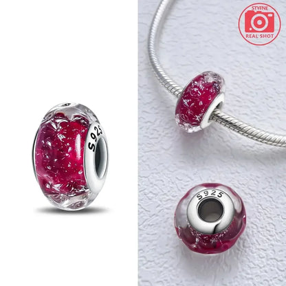 Silver 925 Colorful Flower Series Murano Glass Beads Charm Fit Original Bracelet Murano Glass DIY for Women Jewelry Gift