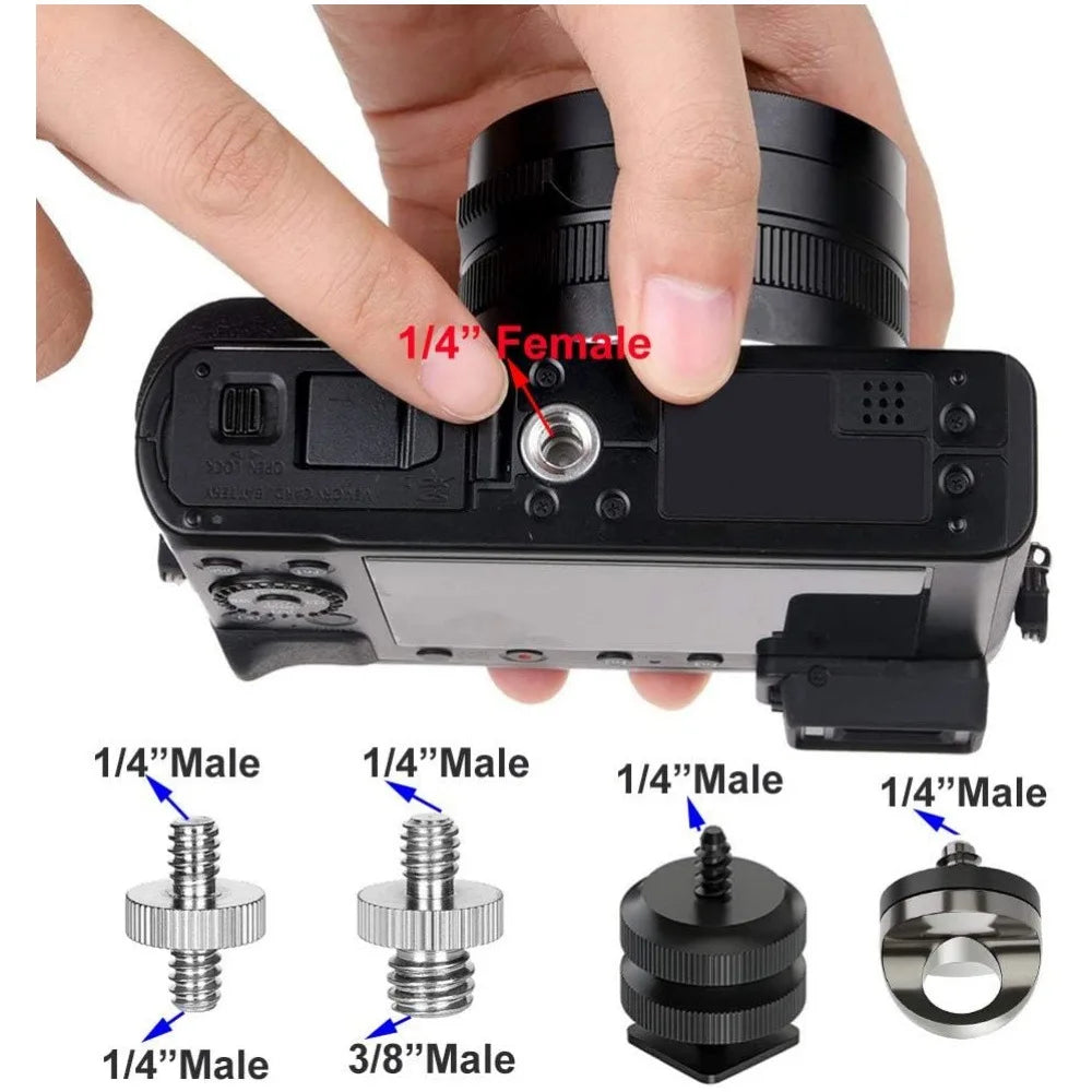 Camera Male to Female Conversion Screw 1/4" 3/8" Inch 20-Thread Fixed Mount Converter for DSLR Light Stand Tripod Ballhead