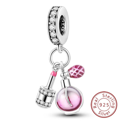 Dijes de plata de ley 925 originales, abalorios de cristal de vino, taza de café, dije colgante para pulseras de mujer, joyería DIY, regalo