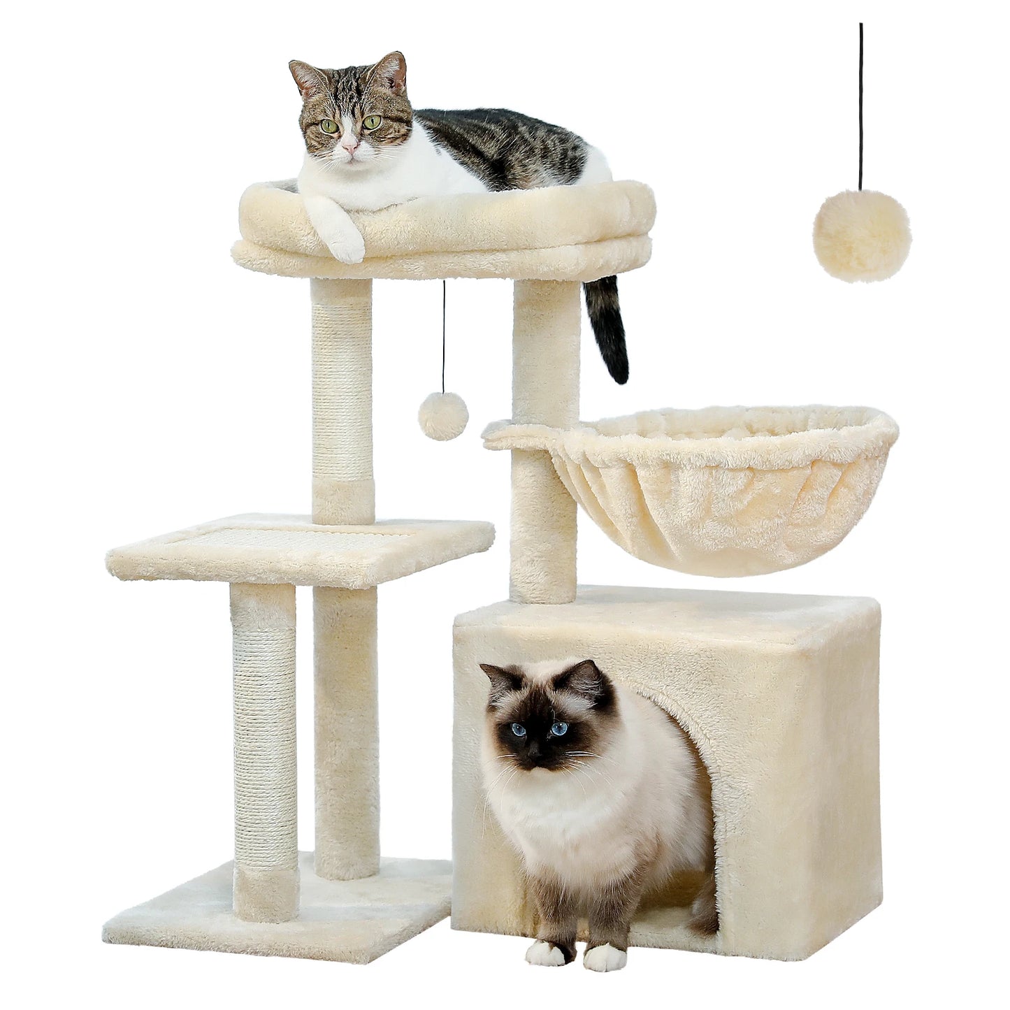 Cat tree, Cat Tower for Indoor Cats, 2 Styles Cat Activity Tree with Cat Scratching Posts, Big Hammock and Removable Top Perch Grey