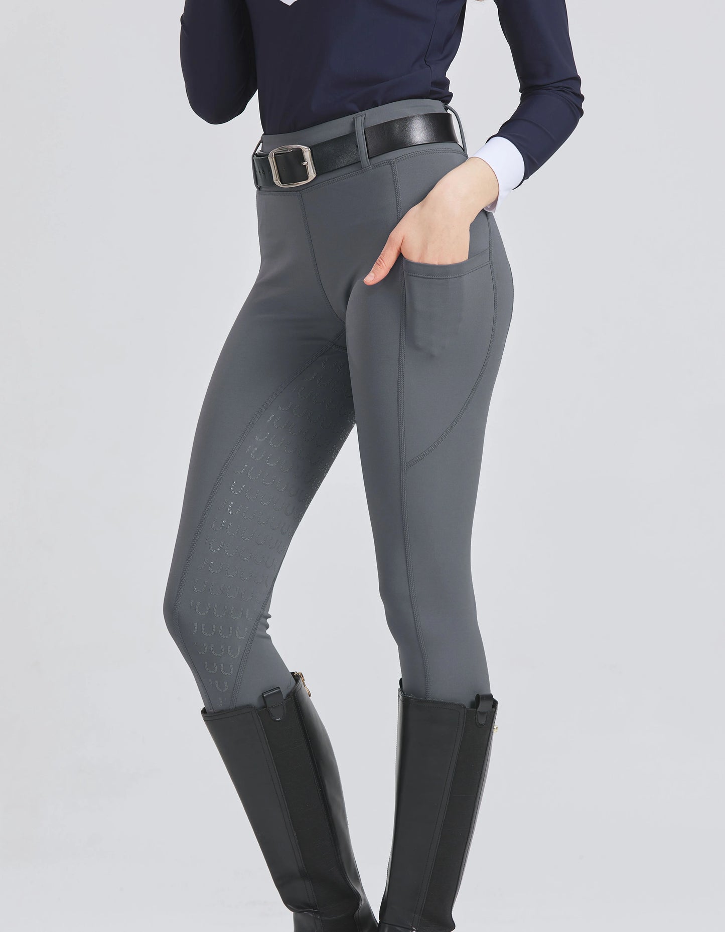 Spring and Summer Women's Knitted High-Stretch Slim-Fit Silicone Grip Riding Pants, Breathable