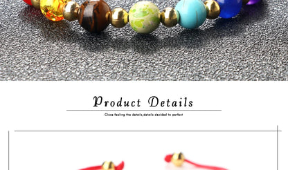 Reiki 7 Chakra Bracelet, Natural Stone Rope, Braided Yoga Healing Gold Color Copper Beads Bracelets & Bangles Meditation Jewelry