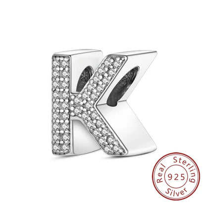 925 Sterling Silver 26 Letters Charms A-Z Alphabet Beads Fit Original Bracelet for Women Girl DIY Fine Jewelry Gift