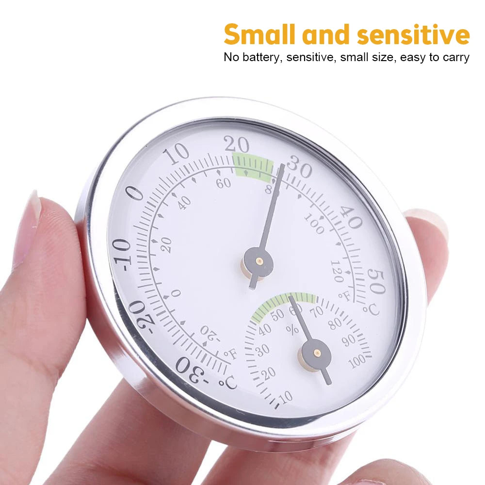 Mini Thermo-Hygrometer Analog Indoor Hygrometer Temperature and Humidity Meter Battery Free Diameter 58MM