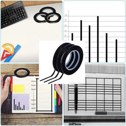 6 Rolls 216.5 Feet Whiteboard Tape Thin White Board Marking Tape Lines Pinstripe Dry Erase Art Tape Graphic Chart Grid 1/8 Inch