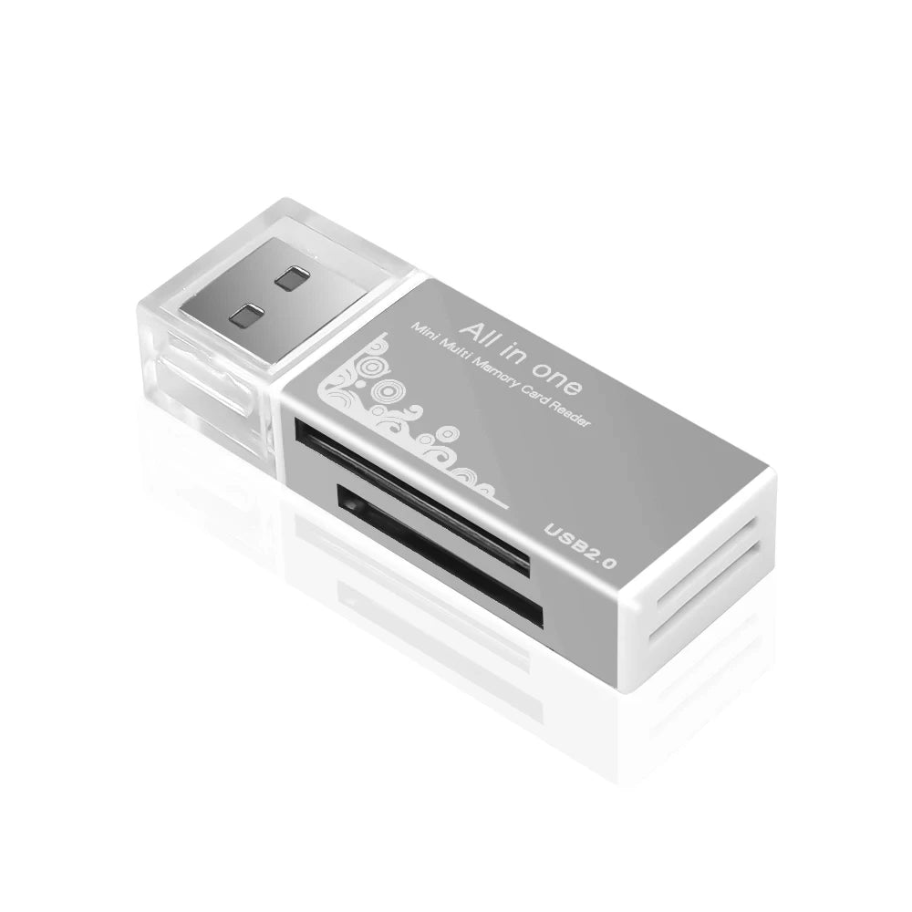 Card Reader 4 Ports, USB2.0 Memory SD TF Card SDHC MMC/RS MMC TF MS/MS PRO/MS DUO M2 Adapter for Laptop Desktop, PC Accessories