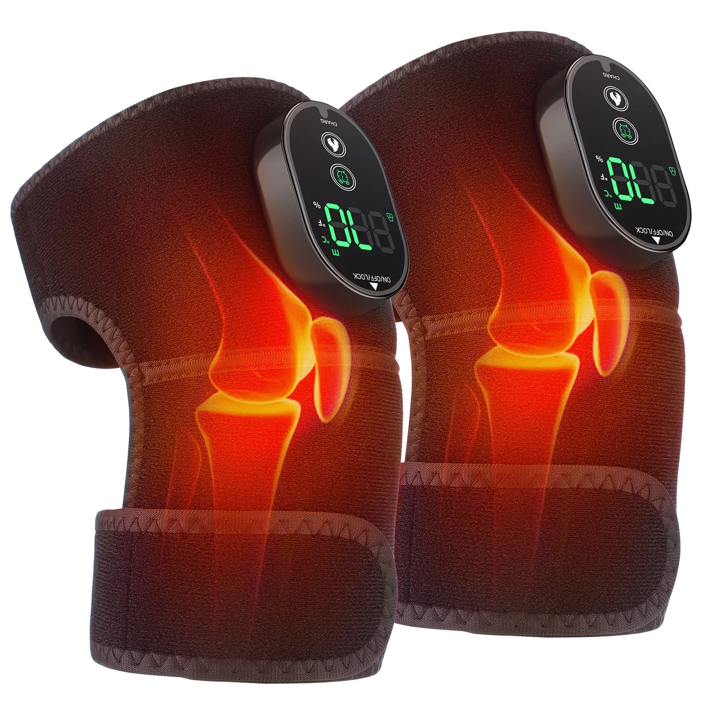 Thermal Knee Massager 3-in-1 Shoulder, Knee, and Elbow Heating Massage Support Brace Rechargeable Vibration Pad Machine Muscle Relaxer