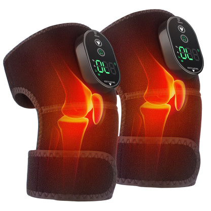Thermal Knee Massager 3-in-1 Shoulder, Knee, and Elbow Heating Massage Support Brace Rechargeable Vibration Pad Machine Muscle Relaxer