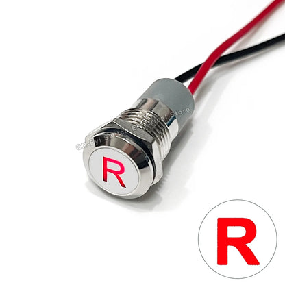 8/12/14MM Waterproof Symbol LED Indicator Light 12V 24V Silver Metal Indicator Turn Signal Pilot Light with Wire Car Dashboard