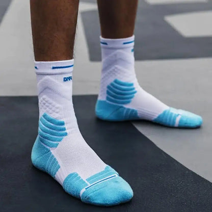 Bullfight 2.0 Men's High-top Sports Towel Basketball Socks, Bottom Practical Professional Long-tube Mid-tube Elite Thick Running Socks