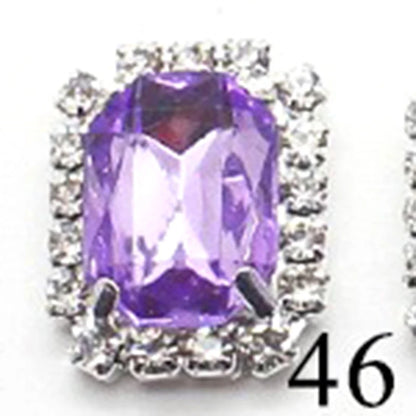 10Pcs, 15*20mm Metal Rectangle Rhinestone Sewing Accessories, DIY Clothing Hair Jewelry Decorative Accessories