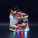Mgo Kidss New Spring and Autumn Children's Car-Themed Boys' Sneakers, Cartoon Light-Up Shoes for Kids, Boys' Glowing Running Shoes for Ages 1-3-6, Led Light-Up Shoes, Lightweight Boys' Shoes, Light-Up Sneakers, Christmas/Halloween Gifts