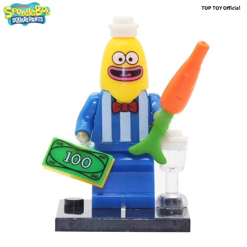 SpongeBob SquarePants Big Star Krabby Patty Burger King Anime People Cartoon Anime Small Particle People Assembly Toy Model Gift