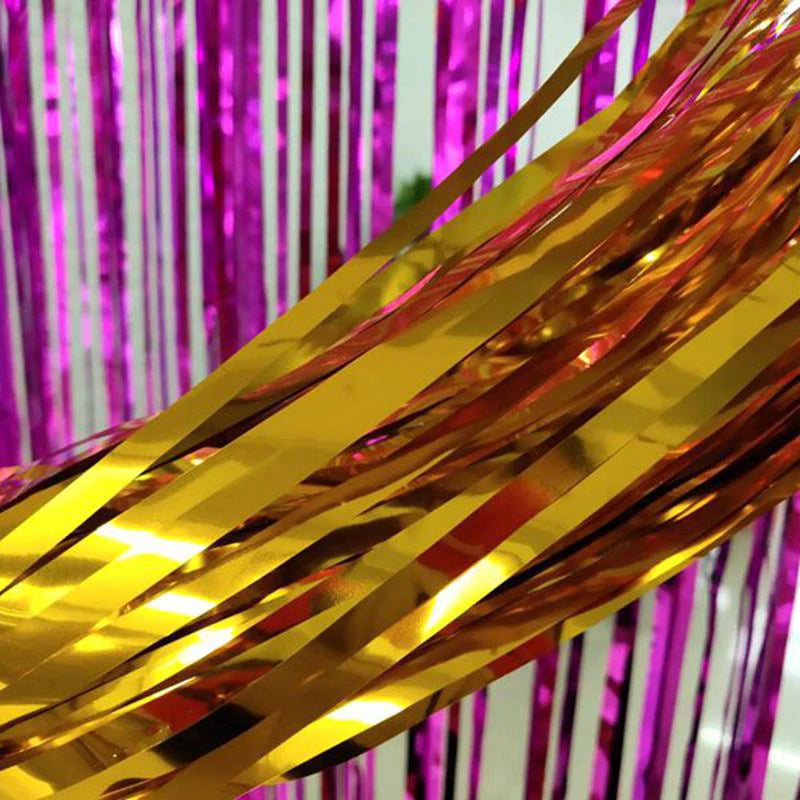 2/3M Party Background Wedding Decoration Foil Fringe Curtain Sequin Bachelorette Photo Backdrop Wall Curtain Birthday Baby Shower