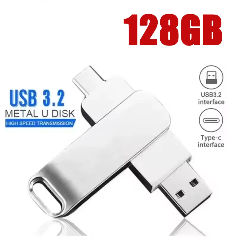 With Metal Pendrive USB Drives Type-C Memoria For Xiaomi 512GB High Speed WaterProof 256GB USB 3.2 Flash Drives U Disk USB Stick