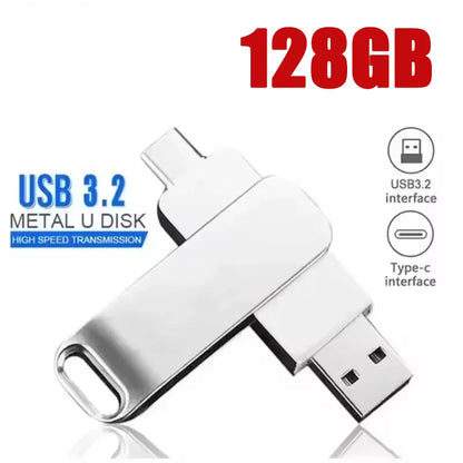 With Metal Pendrive USB Drives Type-C Memoria For Xiaomi 512GB High Speed WaterProof 256GB USB 3.2 Flash Drives U Disk USB Stick
