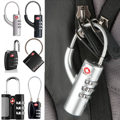 High Security TSA Customs Lock Overseas Customs Clearance Trolley Luggage Suitcase Backpack Password Padlock with Steel Cable