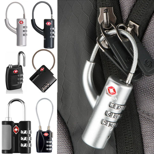 High Security TSA Customs Lock Overseas Customs Clearance Trolley Luggage Suitcase Backpack Password Padlock with Steel Cable