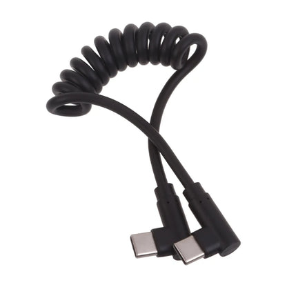 60W Fast Charging USB C to USB2.0, USB A to Micro USB, Type C to Type C Coiled Cable, 90 Degree Right Angle Design Cable for Smartphone Tablet Speaker Headphone
