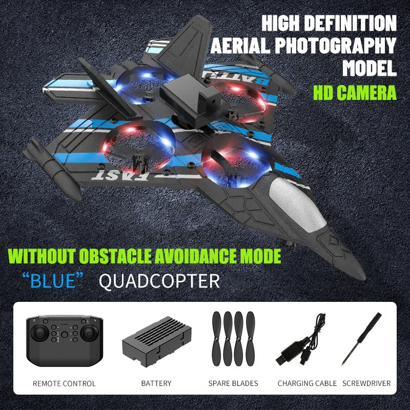 Aircraft RC Plane with Camera Remote Control Helicopter Obstacle Avoidance Fighter 2.4G Airplane EPP Foam Kids Christmas Toys