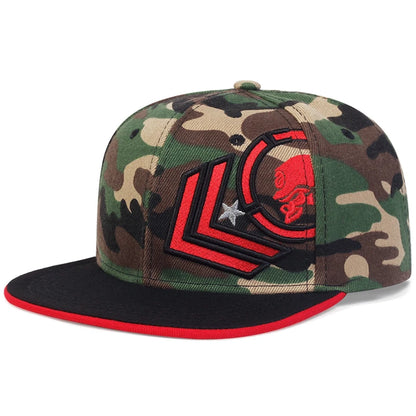 Unisex Skeleton Embroidery Baseball Cap Women Outdoor Sports Flat Hats Men Fashion Men Hip Hop Snapback Caps Sunscreen Hat